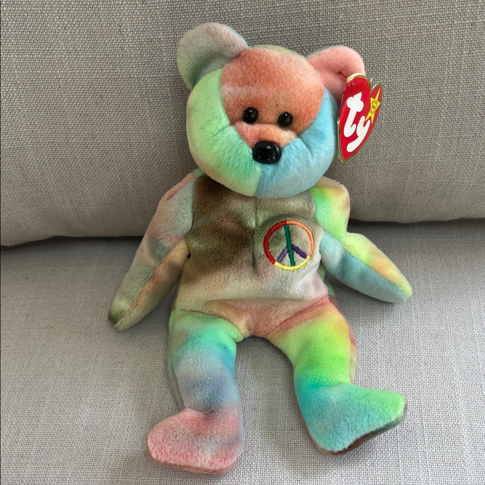 Ty Colorful Peace Bear Plush Toy - Picture 1 of 4